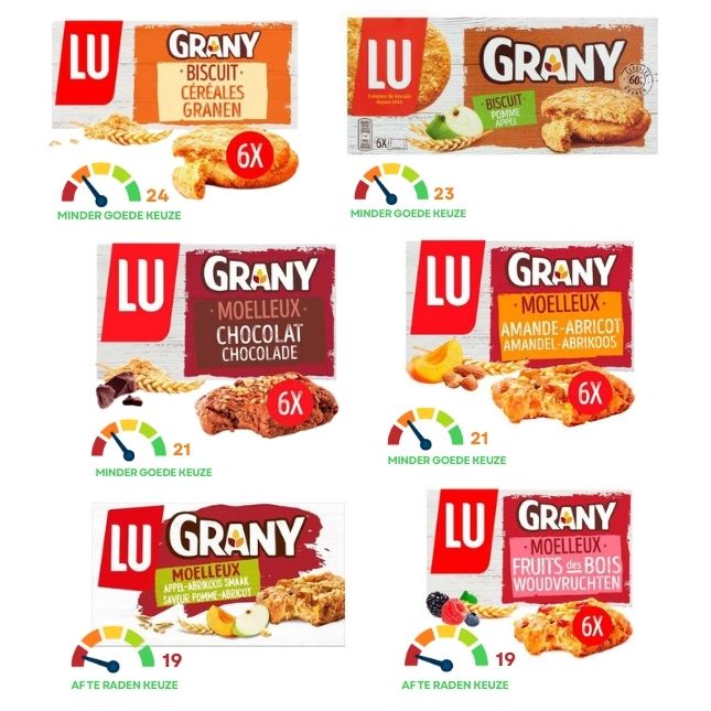 Grany koeken van LU zijn niet zo gezond